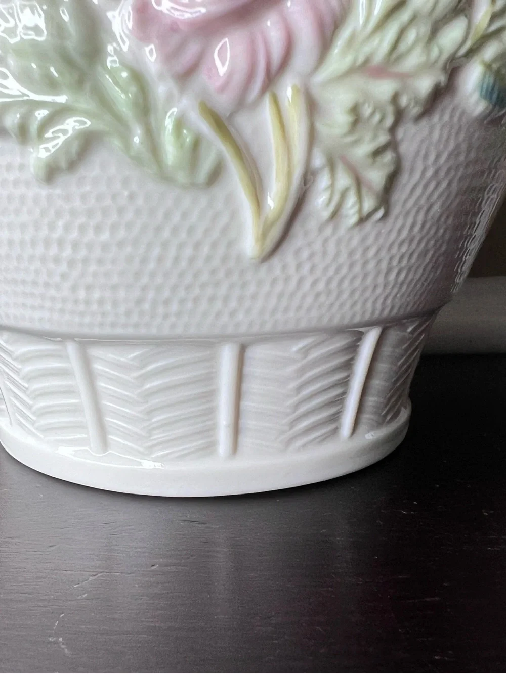 Vintage Belleek Ireland Killarney Rose Biscuit Barrel, Irish Cookie Jar With Lid